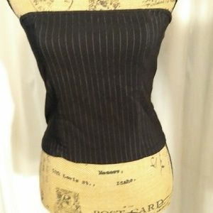 Pia Pinstripe Strapless corset tie closing black